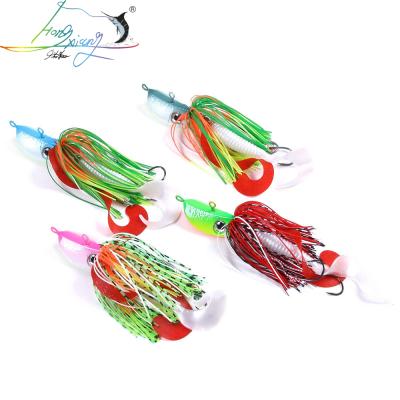 China High Quality Metal Lead Fishing Jig Head With Rubber Skirts Fishing Lure Building 3D Eyes Large Simulation Lead Head Octopus Lure for sale