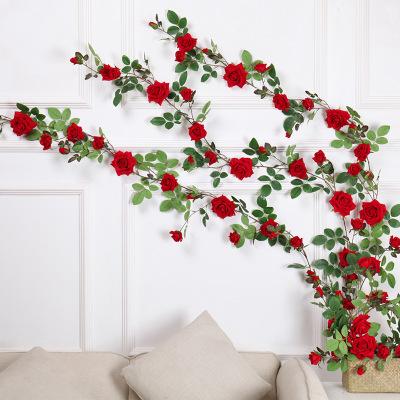 China Beautiful colorful artificial rose rattan, artificial flower vines, artificial flower vine hanging house for sale