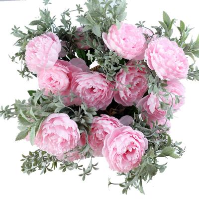 China 3 Artificial Silk Elegant Flower Head Plastic Peony Handmade White Peonies For Wedding Home Decoration for sale