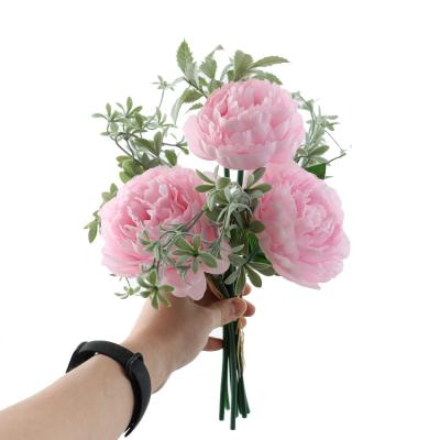 China 3 Heads Peony Artificial Flower Group Plastic Peony Flowers Artificial Peony Wholesale Group For Home Wedding for sale