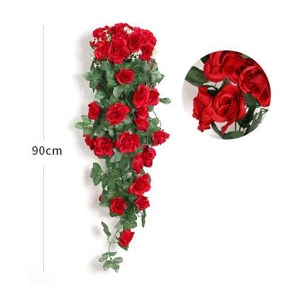 China Beautiful Silk Fabric 90cm Home Decoration Rose Wall Hanging Flower Backdrop Artificial Wall Flower for sale