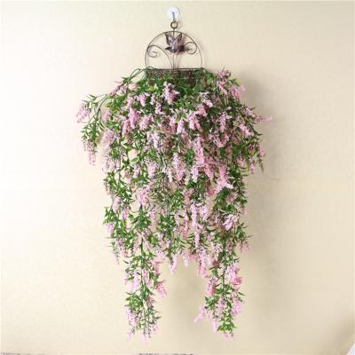 China Mini Artificial Plastic Cloth Lowers Lavender Plastic Fake Flower Wall Hanging Flower New for sale