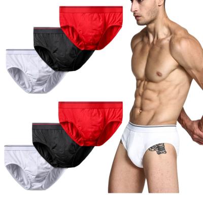 China Custom logo plain men's boxers solid color men's briefs mid waist cotton antibacterial basic men's briefs plus size for sale