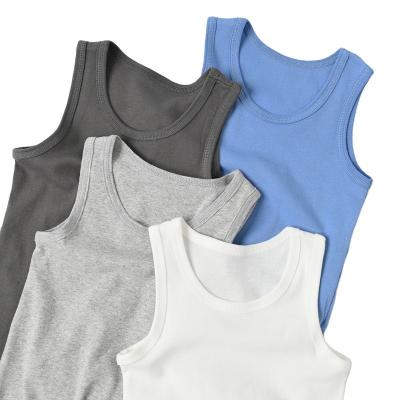 China Factory Low Price Sport O Collar Boy's Breathable Cotton Breathable Vest Quick Dry Top T-shirt Basic Boy's Sleeveless Vest Custom Made for sale