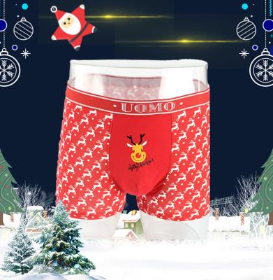 China High Quality Christmas Custom Comfort Print Breathable Underwear Mens Custom Boxer Plus Size Boxers Christmas For Men for sale