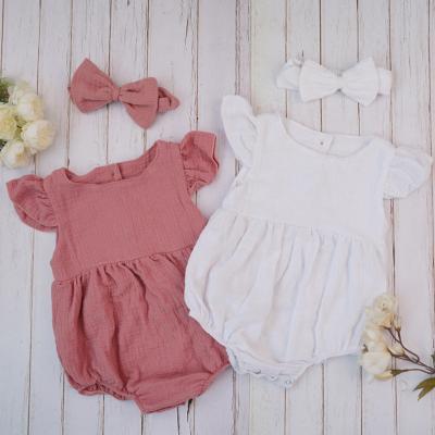 China Hot Selling 100% Organic Cotton Falbala Polyester Kids Oversized Romper Newborn Baby Jumpsuit Overalls Set Clothing Organic Cotton Loop for sale