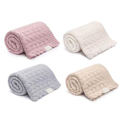 China Anti-pilling Hot Sale Baby Blanket Knitted 100% Merino Cream Pearl Wrap Infant Blankets Breathable Soft Wrap Newborn Wrap for sale