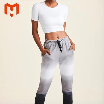 China High Quality Breathable White Solid Color Gym Wear Breathable Women Short Sleeve Yoga Tight Running Crop Workout Sports Top T-Shirt for sale