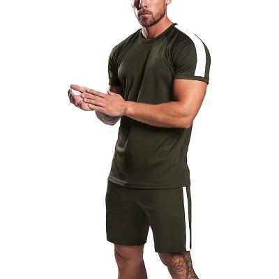 China Ropa Deportiva Sweat Suit Sports Casual Patchwork Equipments Breathable Short Sleeve T-shirt Shorts Set 2 Piece Quick Dry Tracksuit For Men for sale