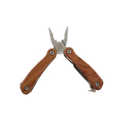 China Outdoor High Quality Wooden Multi Handle Stainless Steel Multi Tool Survival Camping Multi Tool for sale