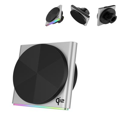 China QI2 lámpara de recogida de diseño ultra delgado, metal, succión magnética súper fuerte, automóvil inalámbrico montado con proyección de efecto de luz RGB de 9 colores lámpara ambiente, operación con una sola mano, rotación de 360 grados, carga rápida en venta