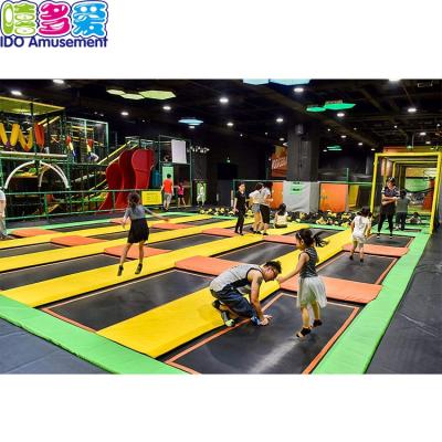 China Jumping Bed Kids Jump Adventure Fitness Equipment Gymnastics Trampoline Park With Basketball Hoops Set for sale