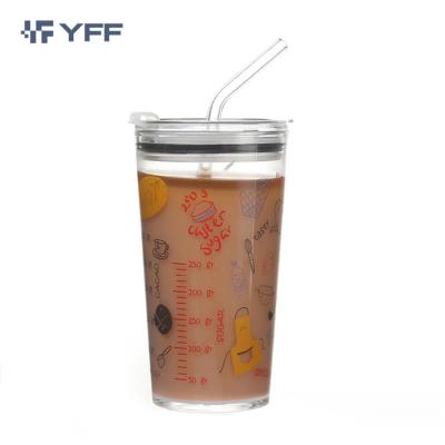 China 24oz Boba Sustainable Reusable Cup Lid Leakproof Glass Tumbler With Straw And Eco-friendly Smooth for sale