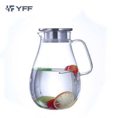 China Viable Clear Glass Kettle Juice Jug High Capacity Heatable Water Bottle Carafe Tea Jug Heat Resistant Leakproof Tea Jug for sale