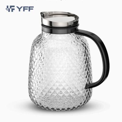 China Wholesale Household Viable High Borosilicate Cold Water Jug Juice Jug Large Capacity Glass Cold Water Jugs for sale