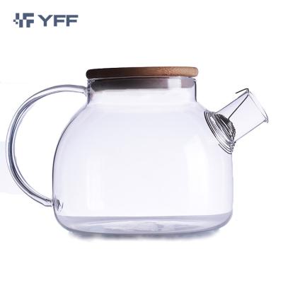 China Hot Selling 600ml 800ml High Viable Heat Resistant Transparent Clear Pyrex Borosilicate Glass Teapot Teapot with Infuser and Warmer for sale