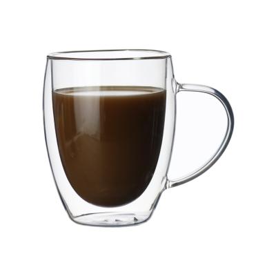 China Wholesale Handblown High Borosilicate Tea Viable Double Glass Cheap Glass Coffee Mugs for sale