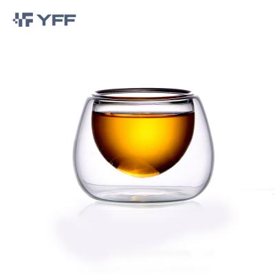 China Unique Sustainable Double Wall Glass Cup With Handle For Coffee Or Tea Double Glass Cups And Saucers Clear Transparent All-season 200 - 300 ml for sale