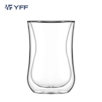 China Red Water Glass Double Cup Tea Cup Sustainable Net Heatproof Household Small Cup Transparent Fashion for sale