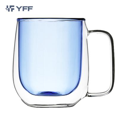 China Sustainable Hot Borosilicate Clear Heat Resistant Clear Wall Mounted Glass Espresso Double Coffee Cups for sale