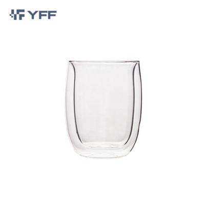 China Viable Wholesale Heat Resistant Handmade With Double Handle Wall Coffee Mugs Borosilicate Glass Juice Cup for sale