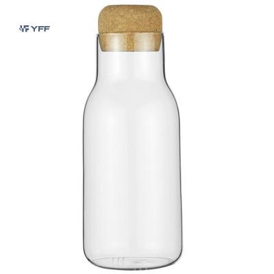 China Freshness Preservation Storage Tank Household Lead Free Glass Dried Fruit Cereal Tea Storage Bottle Cork Raw Coffee Bean Spice Sealed Jar for sale