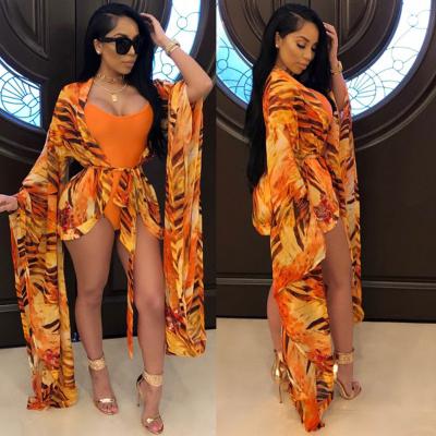 China MD-20031563 QUICK DRY with belt women sexy printing jumpsuit and sexy 2 piece swimwear bikini swimsuit female for sale