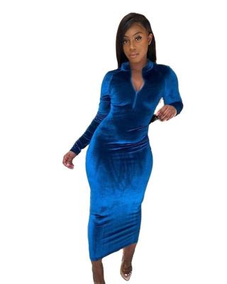 China MD-201112 New Arrivals Anti-Static Women Plus Size Lady Elegant Party Bodycon Women's Dress Women Dress Club Even Velvet Dresses for sale