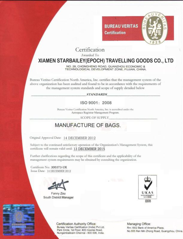 ISO9001 Certification--QUALITY MANAGEMENT PROGRAM - Starbailey (STB) Xiamen Technology Co., Ltd