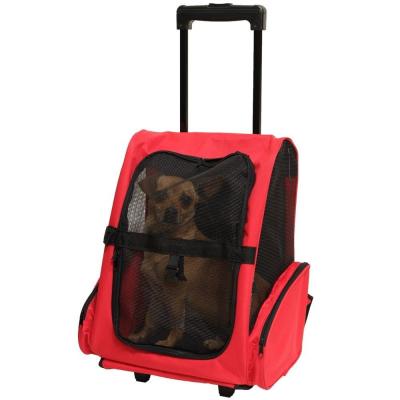 China Trolley Pet Carrier Dog bag Cat Rolling Backpack Travel Tote Bag for sale