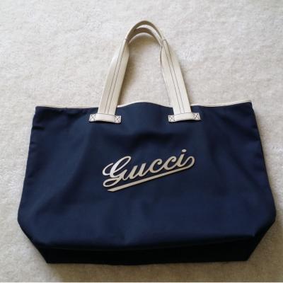 China Women Teavel Bag Nylon Large Shopping Tote Bag Dark Navy Leather Straps handbag for sale