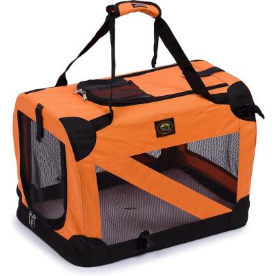 China Soft Folding Travel Collapsible Pet Dog Crate Carrier Bag with leash holder for sale