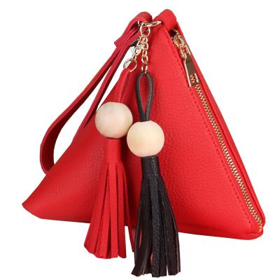 China Girls Fashion Clutch Purse Wallet Triangle Wristlet Purse PU Leather Women's Bag à venda