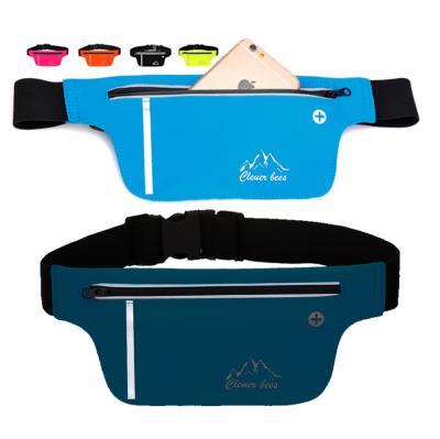 China Lycra Sports Bag Spedex Yoga Waist Packs Thin Bum Bag Elastic Running Pack Headphone port for Cell phone Waist Bag for sale