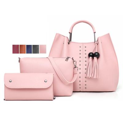 China Handbags Sets Women Leather Totes-Shoulder Purses Clutch Wallets 3 Pcs In 1 Ladies Hand Bags Sets for sale