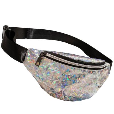 China Hologram Waist Bag for promotional gifts bag marketing Laser PVC Waist Bag For Women Silver Colorfull Waist Pack for sale