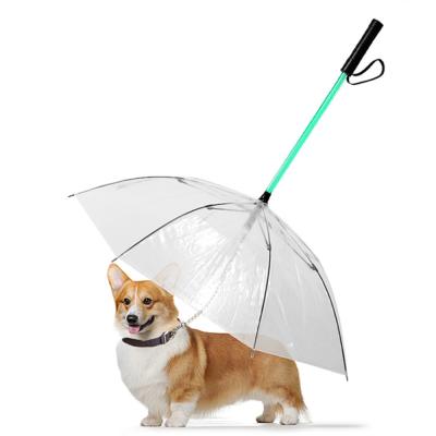 China Ready To Ship: LED Leash Pets Lightsaber Umbrella Dog Chains Clear PE Lighting PET Leashes for sale