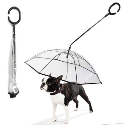 China Ready To Ship: dog leashes umbrella Anti-Drop Reverse open Inverted Umbrella for Pets leash C shape handle umbrella à venda