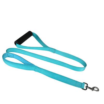 China Ready To Ship: Pets Leashes Nylon Webbing Retractable Double Handle EVA Wrist Dog Chains Leash for sale