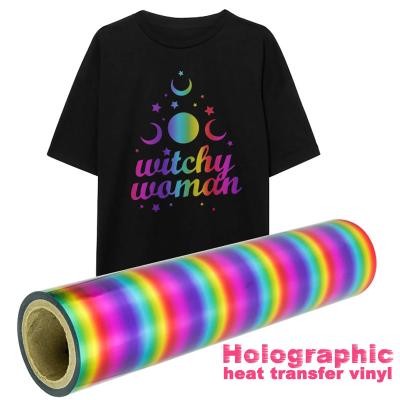 China Custom Holographic Heat Transfer Vinyl iridescent chameleon supplier cheap easyweed holo holographic htv film laser for sale