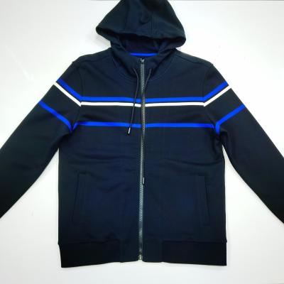 China Anti-Wrinkle Men's Custom Hooded Terry Jacket Custom Hooded Zipper Jacket Stripped Gob Dyed for sale