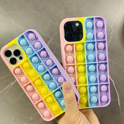 China Wholesale Anti-drop bubble shaped soft silicone phone toys fidgety person back cover protective case for iPhone 12 pro for sale