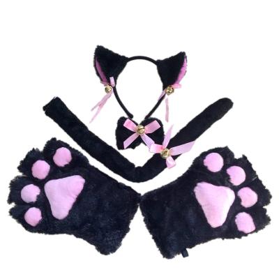 China Hot Selling Cute Cosplay Costume Small Artificial Domestic Bell Cat Ears Plush Paw Tail Valentine's Day Gift Suit for sale