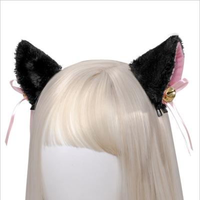 China Hot Selling Plush Cat Fox Faux Fur Ear Headband With Bell Bow For Headpiece Party Costume Accessory for sale