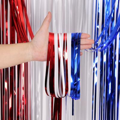 China Hot Sale 2x1m PET Foil Braid Foil Curtain Fringe Rain Curtain Colorful Birthday Party Wedding Background Decoration for sale