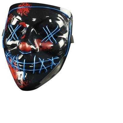 China Hot Sale PVC Halloween Mask Led Glowing Mask Black V Word for sale