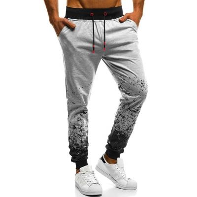 China wholesale Anti-wrinkle men's trotter pants cotton gray elastic waistband joggling paint splatter panties casual 100% cotton sweatpants for sale