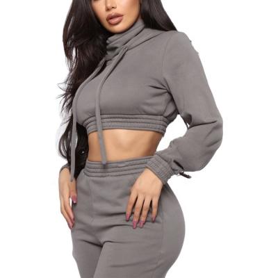 China Elastic Hoodied Edge Streetwear Style Women Anti-Wrinkle Adjustable Drawstring Long Sleeve Crop Hoodie for sale