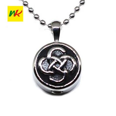 China Jewelry Punk Cremation Urn Ashes Necklace Keepsake Round Pendant Flowers Memorial Pendant Necklace for sale