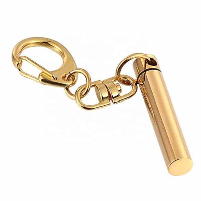 China Trendy Gold Cylinder Cremation Urn Necklace / Key Chain Keepsake Cremates Pendant Memorial Jewelry for sale